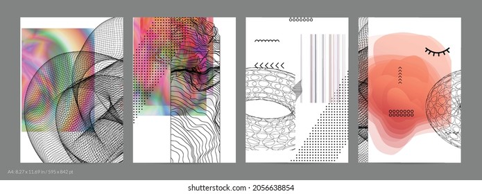 Abstract art background with geometric sci-fi elements. High-tech cyberpunk technology of virtual reality. Computer generated science models with hologram. Modern Gothic flyer template.
