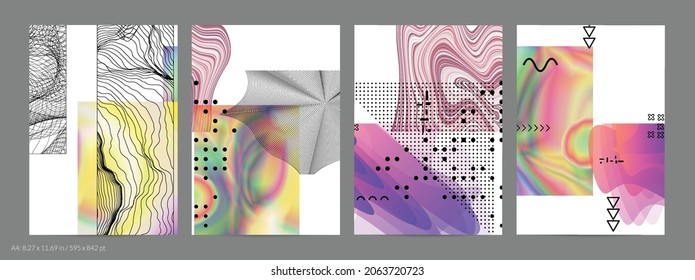Abstract art background with geometric sci-fi elements. High-tech cyberpunk technology of virtual reality. Computer generated science models with hologram. Modern Gothic flyer template.