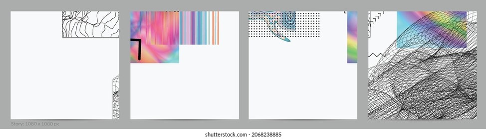 Abstract art background with geometric sci-fi elements. High-tech cyberpunk technology of virtual reality. Computer generated science models with hologram. Modern Gothic social media post template.