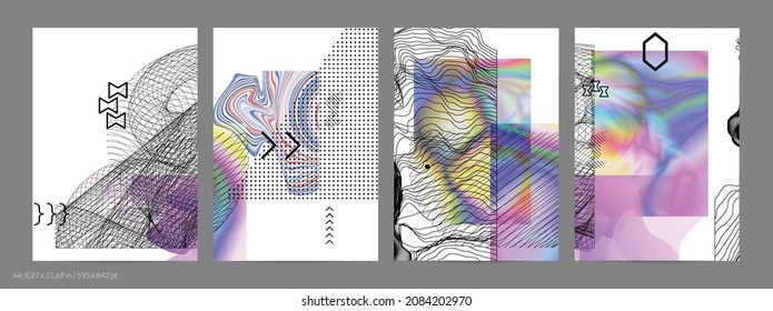 Abstract art background with geometric sci-fi elements. High-tech cyberpunk technology of virtual reality. Computer generated science models with hologram. Modern Gothic flyer template.