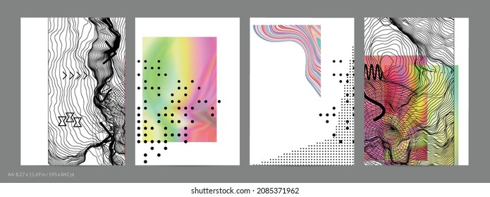 Abstract art background with geometric sci-fi elements. High-tech cyberpunk technology of virtual reality. Computer generated science models with hologram. Modern Gothic flyer template.