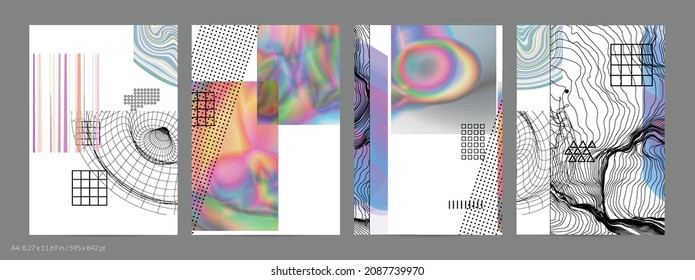 Abstract art background with geometric sci-fi elements. High-tech cyberpunk technology of virtual reality. Computer generated science models with hologram. Modern Gothic flyer template.