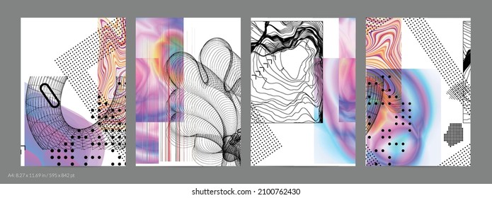 Abstract art background with geometric sci-fi elements. High-tech cyberpunk technology of virtual reality. Computer generated science models with hologram. Modern Gothic flyer template.