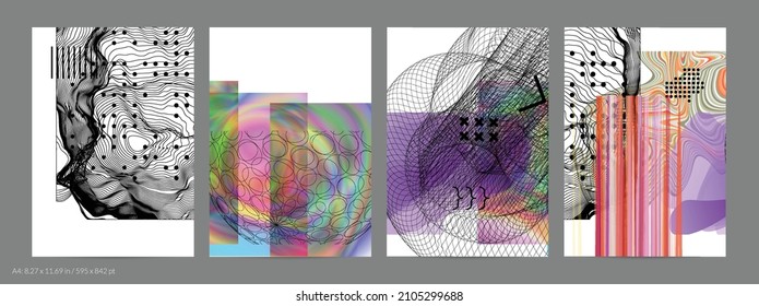 Abstract art background with geometric sci-fi elements. High-tech cyberpunk technology of virtual reality. Computer generated science models with hologram. Modern Gothic flyer template.