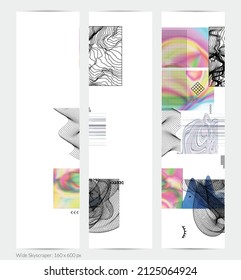 Abstract art background with geometric sci-fi elements. High-tech cyberpunk technology of virtual reality. Computer generated science models with hologram. Modern Gothic web banner template.