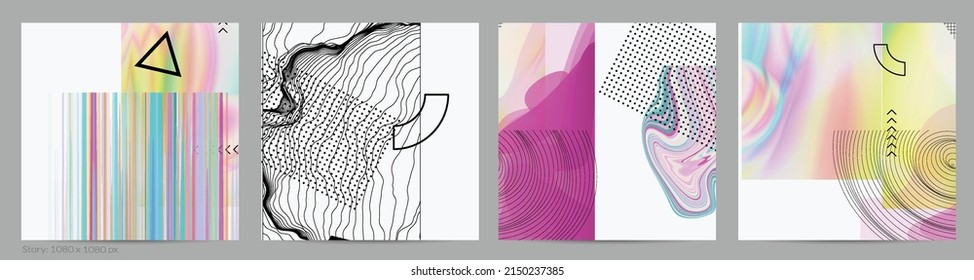 Abstract art background with geometric sci-fi elements. High-tech cyberpunk technology of virtual reality. Computer generated science models with hologram. Modern Gothic social media post template.