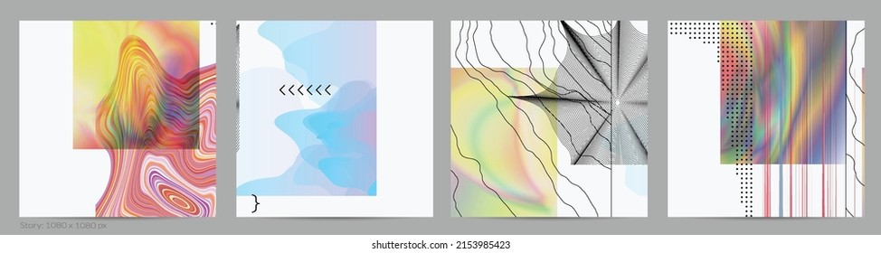 Abstract art background with geometric sci-fi elements. High-tech cyberpunk technology of virtual reality. Computer generated science models with hologram. Modern Gothic social media post template.