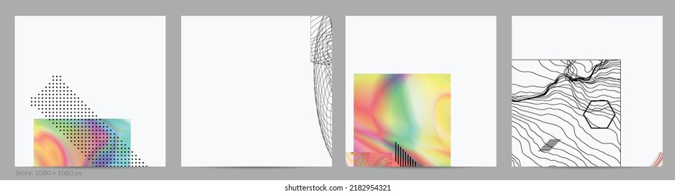 Abstract art background with geometric sci-fi elements. High-tech cyberpunk technology of virtual reality. Computer generated science models with hologram. Modern Gothic social media post template.