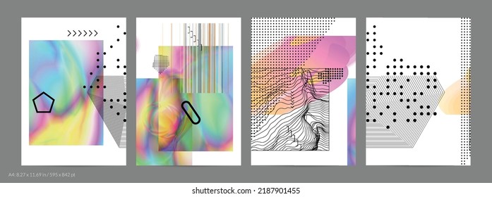 Abstract art background with geometric sci-fi elements. High-tech cyberpunk technology of virtual reality. Computer generated science models with hologram. Modern Gothic flyer template.