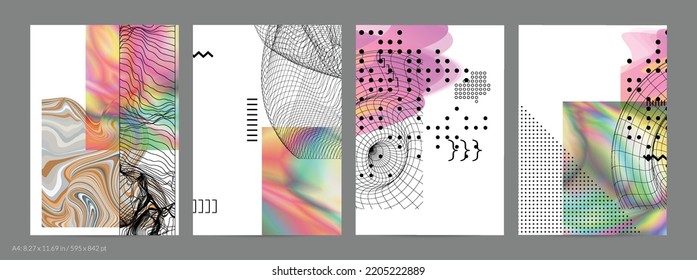 Abstract art background with geometric sci-fi elements. High-tech cyberpunk technology of virtual reality. Computer generated science models with hologram. Modern Gothic flyer template.