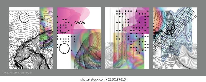 Abstract art background with geometric sci-fi elements. High-tech cyberpunk technology of virtual reality. Computer generated science models with hologram. Modern Gothic flyer template.