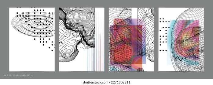 Abstract art background with geometric sci-fi elements. High-tech cyberpunk technology of virtual reality. Computer generated science models with hologram. Modern Gothic flyer template.