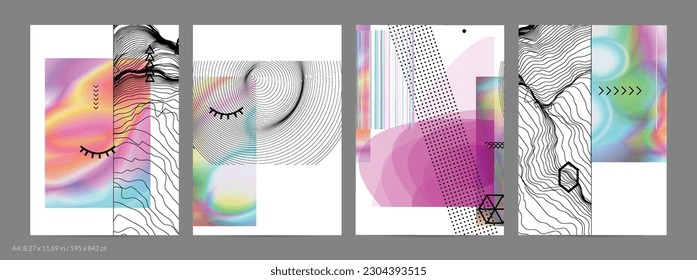 Abstract art background with geometric sci-fi elements. High-tech cyberpunk technology of virtual reality. Computer generated science models with hologram. Modern Gothic flyer template.