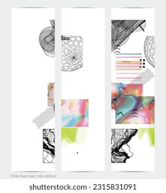Abstract art background with geometric sci-fi elements. High-tech cyberpunk technology of virtual reality. Computer generated science models with hologram. Modern Gothic web banner template.