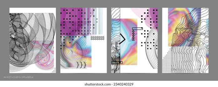 Abstract art background with geometric sci-fi elements. High-tech cyberpunk technology of virtual reality. Computer generated science models with hologram. Modern Gothic flyer template.