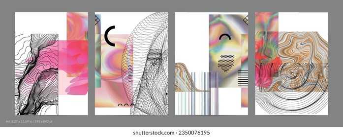 Abstract art background with geometric sci-fi elements. High-tech cyberpunk technology of virtual reality. Computer generated science models with hologram. Modern Gothic flyer template.
