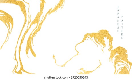 Abstract art background with gold foil vector. Water surface banner design with brush stroke element. 