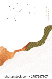 Abstract art background with hand drawn line pattern vector. Bronze texture with geometric banner design in vintage style.
