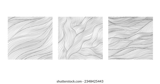 Abstract art background with hand drawn line pattern vector. Japanese wave template in oriental style.