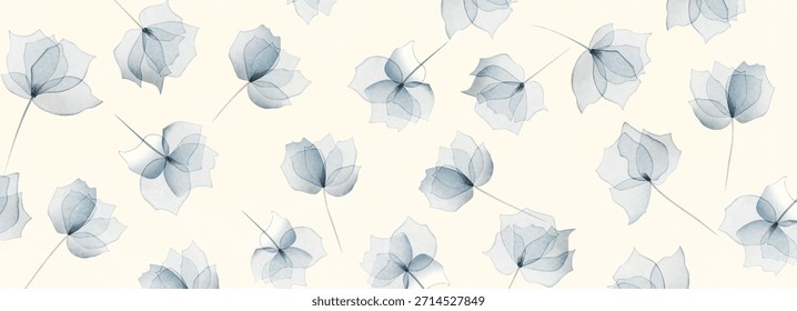 Fondo de arte Abstractas con un patrón floral azul dibujado a mano en un estilo de acuarela. Un Anuncio de Vector natural para decoración, estampados, Fondo de pantalla, textiles, carteles, empaques e interiorismo.