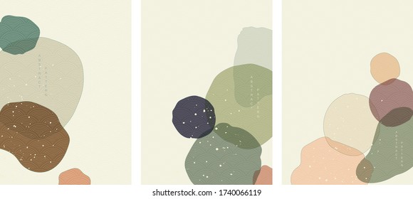 Abstract art background with Japanese wave pattern vector. Art acrylic pattern in vintage style.