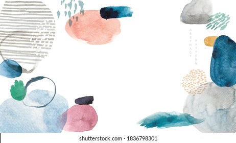 Abstract art background with Japanese wave pattern vector. Art acrylic banner design with painting brush texture.