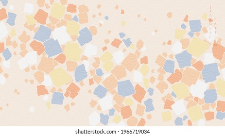 Abstract art background with Japanese wave pattern vector. Art object banner design in vintage style. 