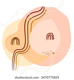 Abstract art background with leaves in boho style vector illustration