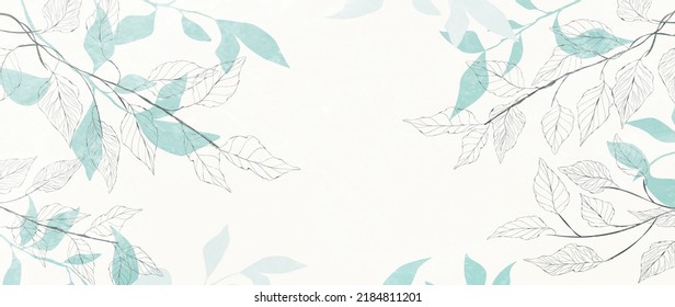 Resumen de fondo artístico con hojas en línea con elementos acuarelas. Banner botánico con ramas de árbol para el diseño de papel tapiz, invitaciones, impresión, decoración