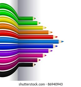 Abstract art background with line of colour pencil as rainbow vector illustration