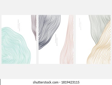 Abstract art background with line pattern vector. Art landscape template with geometric elements. 