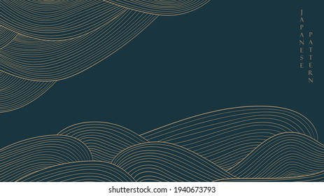 Abstract art background with line pattern vector. mountain landscape banner design in vintage style.