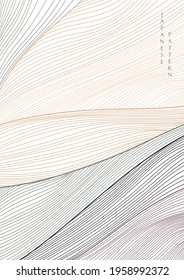 Abstract art background with line pattern and icon vector. Natural landscape decoration with Asian traditional banner design in vintage style.