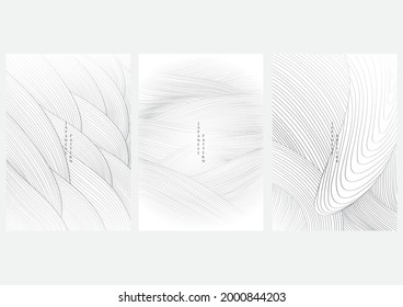 Abstract art background with line pattern vector. Hand drawn wave with grey banner design.