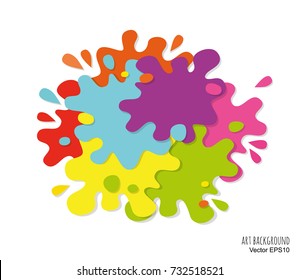 Abstract art background made of paint spots and splashes. Bright colors.