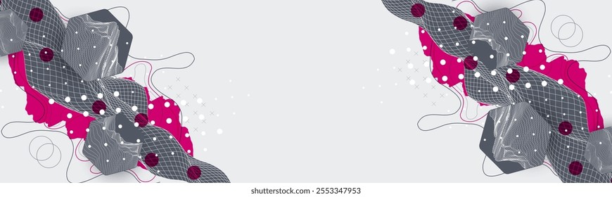 Fundo da arte abstrata. Elementos de arte moderna de ciência ou tecnologia. Ilustração de superfície. Vetor feito à mão.