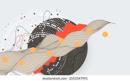 Abstract art background. Modern science or technology art elements. Surface illustration. Hand made vector.