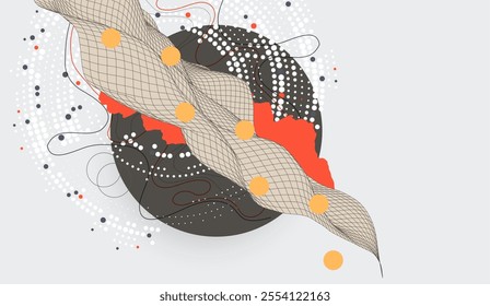 Abstract art background. Modern science or technology art elements. Surface illustration. Hand made vector.