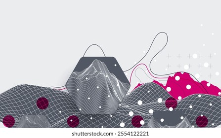 Abstract art background. Modern science or technology art elements. Surface illustration. Hand made vector.