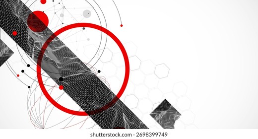 Fondo de arte Abstractas. Elementos de arte de ciencia o tecnología moderna. Ilustración de superficie de alambre.
