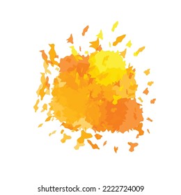 Abstract art background with orange smudge watercolor vector elements.