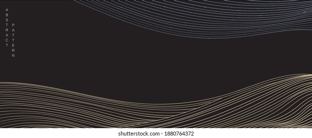 Abstract art background in oriental style. Natural landscape banner. Geometric line with Japanese pattern vector in oriental template. Mountain layout design.