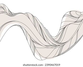 Abstract art background in oriental style, vector landscape with smooth lines wavy shapes, minimal simplistic design.