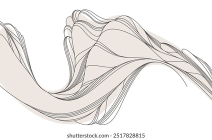 Abstract art background in oriental style, vector landscape with smooth lines wavy shapes, minimal simplistic design.