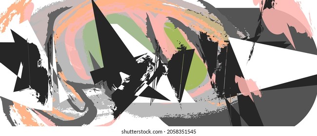 Abstrakter Kunsthintergrund, rosafarben, mit handgezeichneter Wellenvektorgrafik. Abstrakte Vorlage mit Farbe. Bergbau-Design im orientalischen Stil