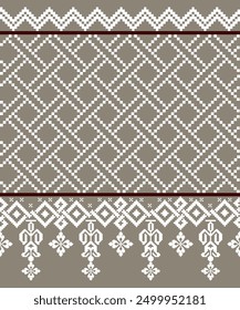 Abstract art for background, print, fabric, handmade, embroidery, Pixel pattern, seamless Geometric ethnic oriental, carpet, wallpaper, clothing, wrapping, Batik, fabric, and illustration embroidery.