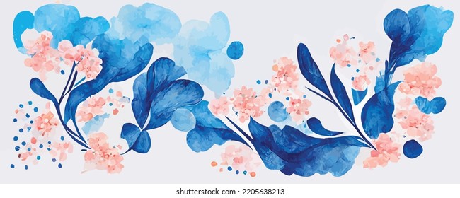 abstract art background with sakura flowers drawn