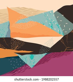 Abstract art background with textural spots. Modern graphic collage. Vector minimalist Illustration.