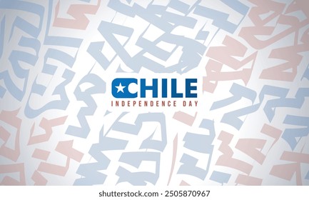 Abstract art background with transparent blue and red. Chile Independence day text on center design. Good template for chile national day campaign