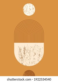 Abstrakter Kunsthintergrund im trendigen minimalen Stil in Terrakotta-Farbe. Vektorboho Illustration für Wall-Kunst, T-Shirt-Druck, Cover, Banner, für Social-Media-Post